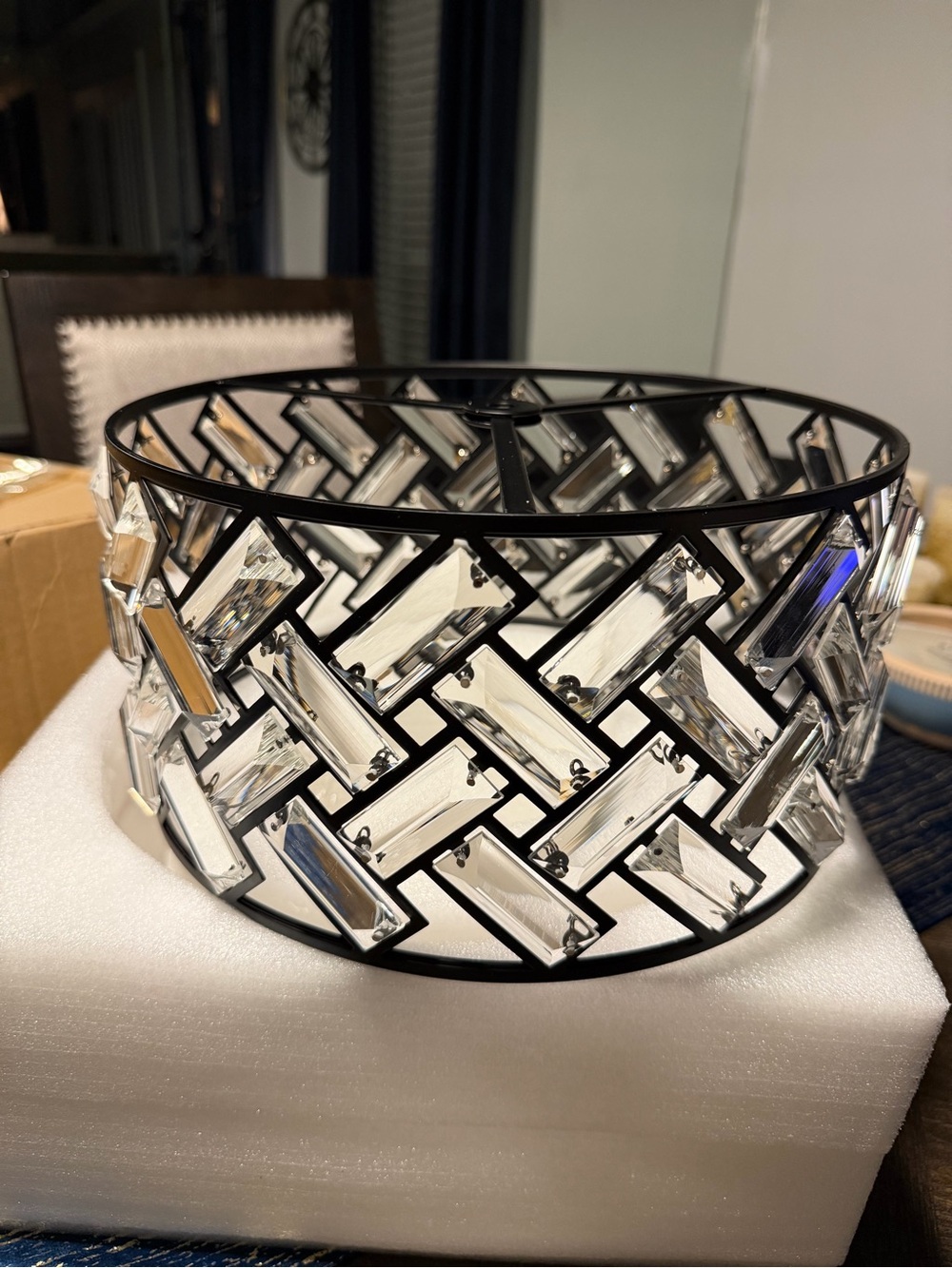 Crystal Accent Drum Shade - Black and Clear